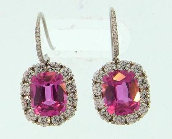 View PT Cushion Pink Sapphire/Round Diamond