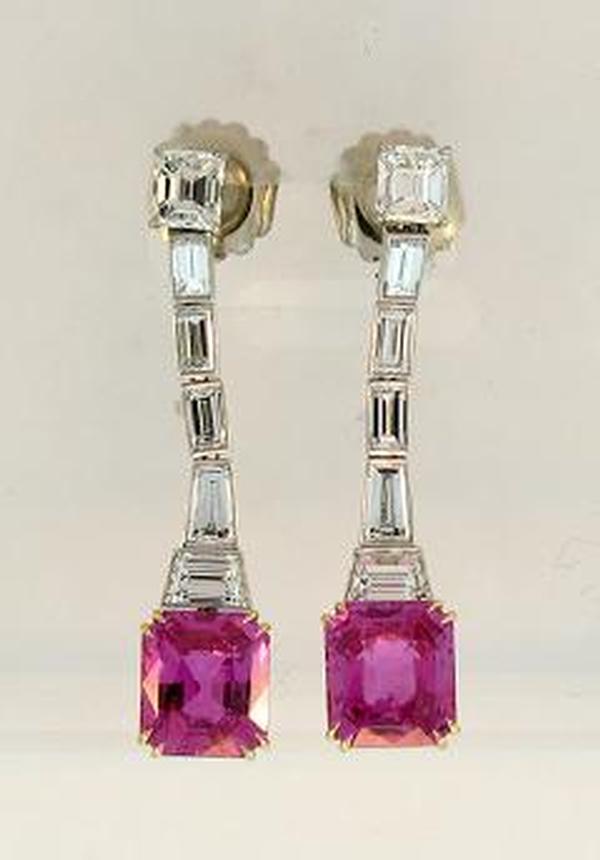 View PT/18KY Emerald-cut Pink Sapphire & Fancy Diamond