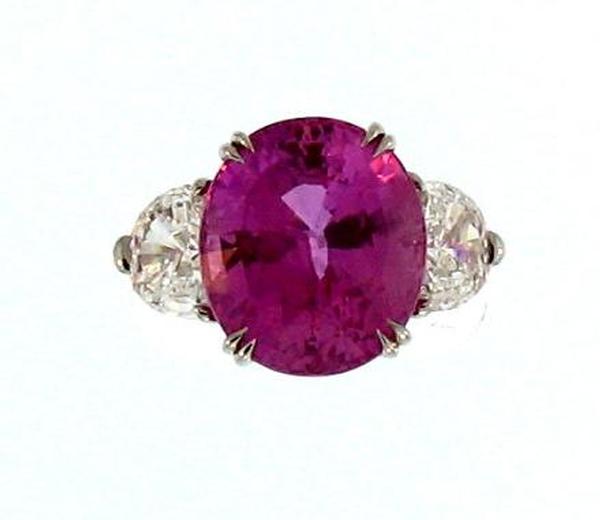 View PT Oval Pink Sapphire/Half Moon Diamond