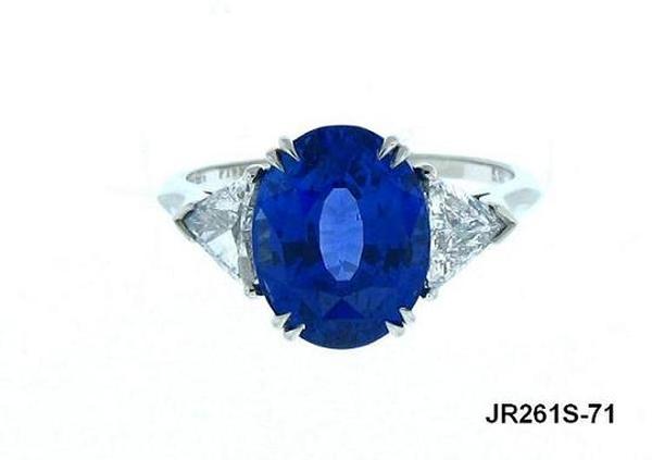 View PT Oval Blue Sapphire/Trilliant Diamond