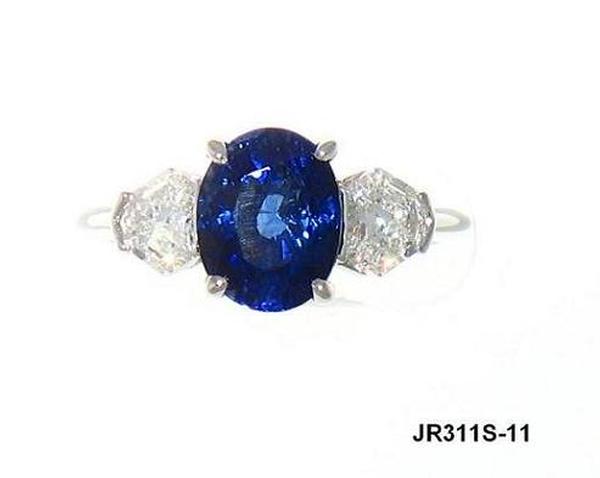 View PT Oval Blue Sapphire/Shield Diamond