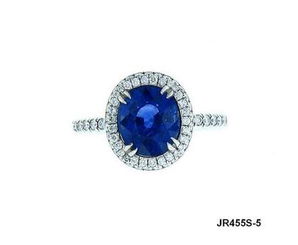View PT Oval Blue Sapphire/Micro Pave Diamond