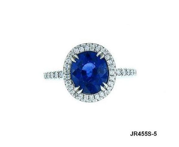 View PT Oval Blue Sapphire/Micro Pave Diamond